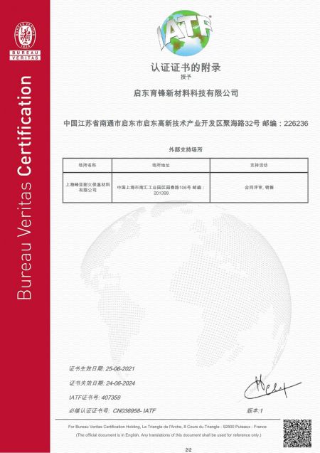 IATF 16949-啟東育鋒 中文